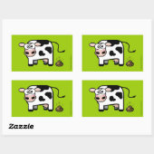 Funny Embarrassed Pooping Cow Rechthoekige Sticker (Vel)