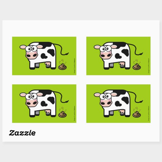 Funny Embarrassed Pooping Cow Rechthoekige Sticker (Vel)