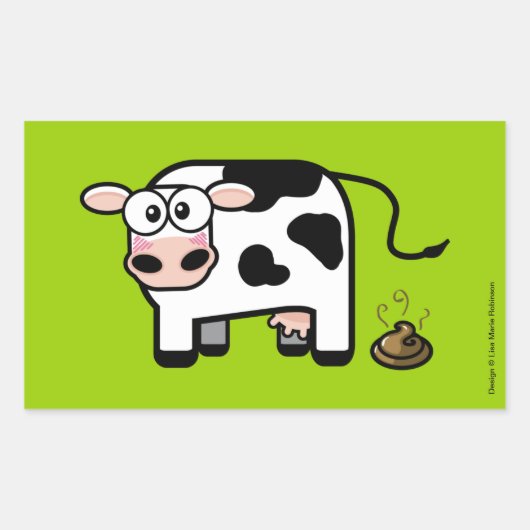 Funny Embarrassed Pooping Cow Rechthoekige Sticker (Voorkant)