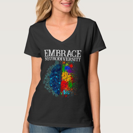 Funny Embrace Neurodiversity Brain Adhd Autism Awa T-shirt (Voorkant)