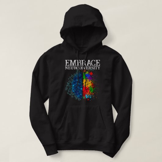 Funny Embrace Neurodiversity Brain ADHD Autisme Aw Hoodie (Design voorkant)