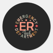 Funny Emergency Department Tech Emergency Room Tec Ronde Sticker (Voorkant)