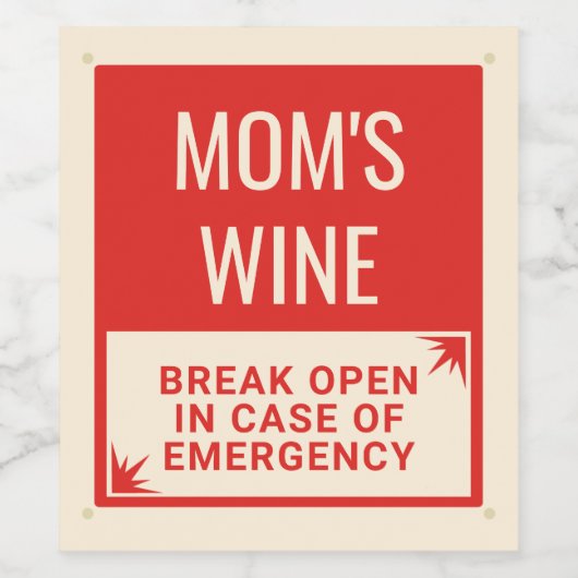 Funny Emergency Mam Wijn Etiket (Enkel label)
