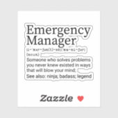 Funny Emergency Manager Definition Sticker (Vel)