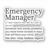 Funny Emergency Manager Definition Sticker (Voorkant)