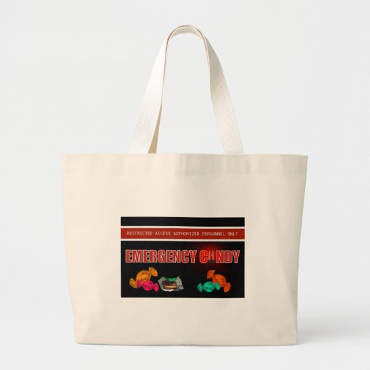 Funny Emergency Snoep Safety First Grote Tote Bag (Voorkant)