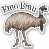 Funny Emo Emu Sticker (Voorkant)