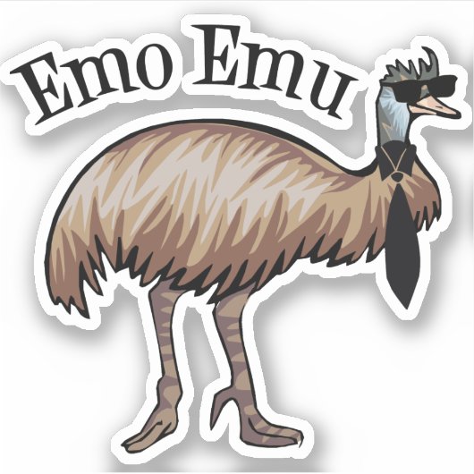 Funny Emo Emu Sticker (Voorkant)