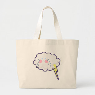 Funny Emo Kawaii Lightning Cloud Grote Tote Bag