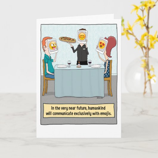 Funny Emoji Faces Birthday Kaart (Gele Bloem)