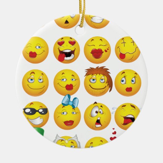 Funny Emoji Faces Cool Geweldige glimlachen Keramisch Ornament (Voorkant)