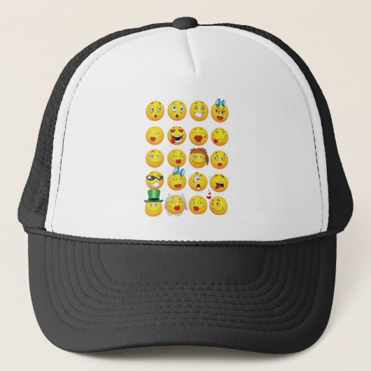 Funny Emoji Faces Cool Geweldige glimlachen Trucker Pet (Voorkant)