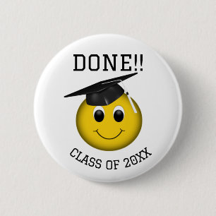 Funny Emoji "Gedaan" Afstuderen Ronde Button 5,7 Cm