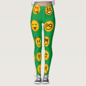 Funny Emoji leggings | Cute Green Leggings (Voorkant)
