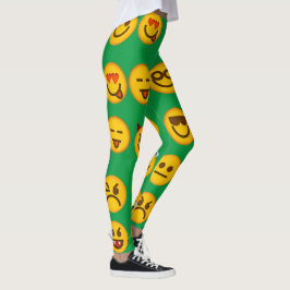 Funny Emoji leggings | Cute Green Leggings