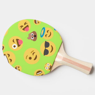 Funny Emoji Pattern (groen) Tafeltennisbatje