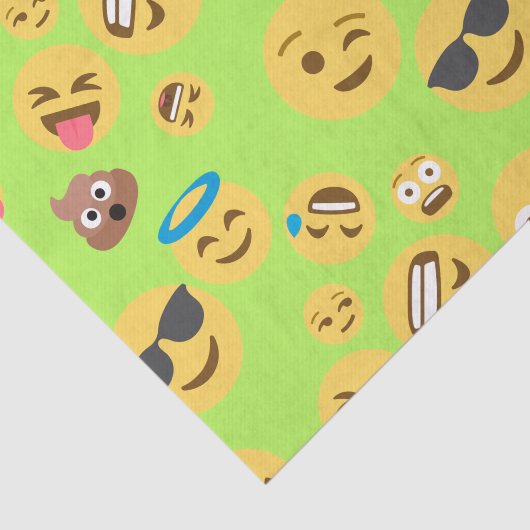 Funny Emoji Pattern (groen) Tissuepapier (Detail)