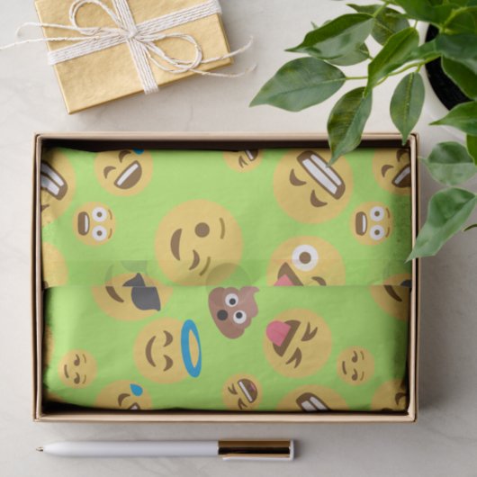Funny Emoji Pattern (groen) Tissuepapier (Geschenk)