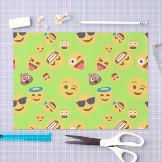 Funny Emoji Pattern (groen) Tissuepapier (Craft)