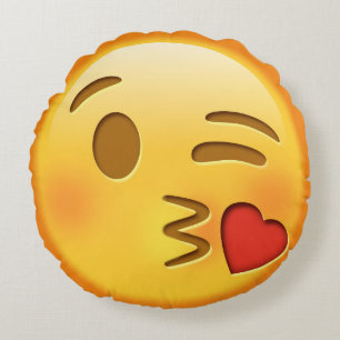 Funny Emoji-Sierkussen met het zoenen van emoji Rond Kussen