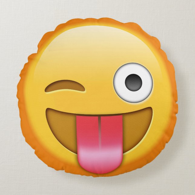 Funny Emoji Sierkussen Rond Kussen (Voorkant)