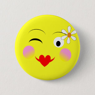 Funny Emoji Style Faces Theme Ronde Button 5,7 Cm