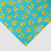 Funny Emoji Turquoise met Greeni Face Stars Tissuepapier (Detail)