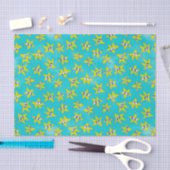 Funny Emoji Turquoise met Greeni Face Stars Tissuepapier (Craft)