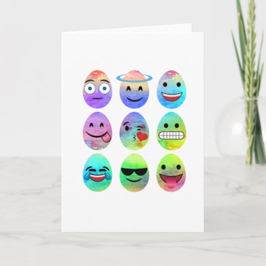 Funny Emojis, Easter Emoji Eggs, Emoticon Egg Feestdagen Kaart (Voorkant)