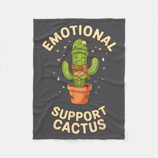 Funny Emotional Suprt Cactus Kawaii Succulent Plan Fleece Deken (Voorkant)