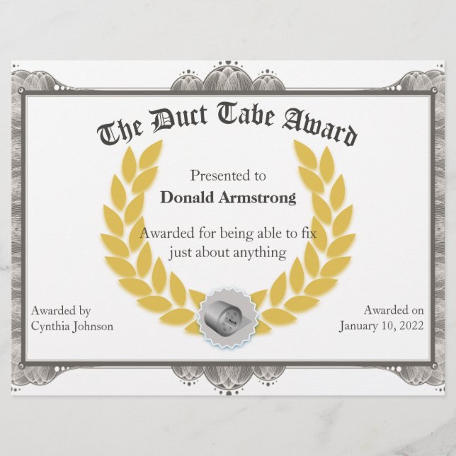 Funny Employee Award - Duct Tape (Voorkant)