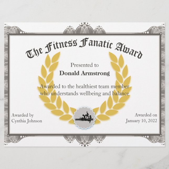 Funny Employee Award - Fitness Fanatic (Voorkant)