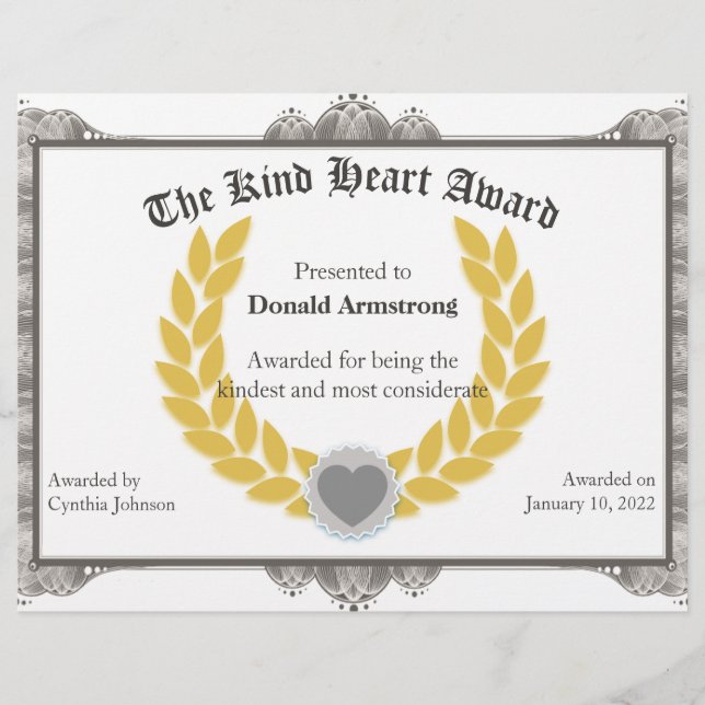 Funny Employee Award - Kind Heart (Voorkant)