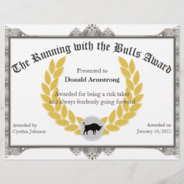 Funny Employee Award - Running with the Bull