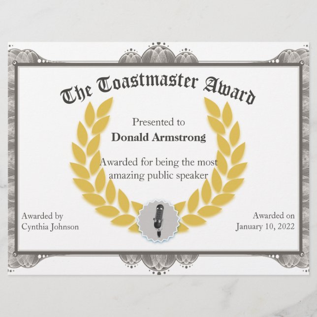 Funny Employee Award - Toastmaster (Voorkant)