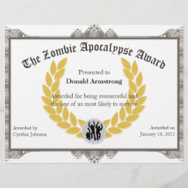Funny Employee Award - Zombie Apocalypse