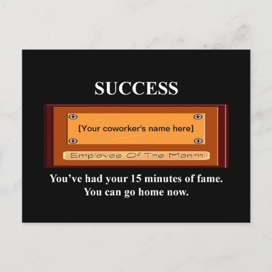 Funny Employee of the Month Jouw naam Bord Briefkaart (Voorkant)