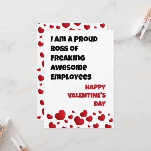 Funny Employees Valentijnsdag Kaart (Voorkant / Achterkant in situ)