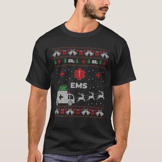 Funny EMS Paramedical Ugly KerstSweater T-shirt (Voorkant)
