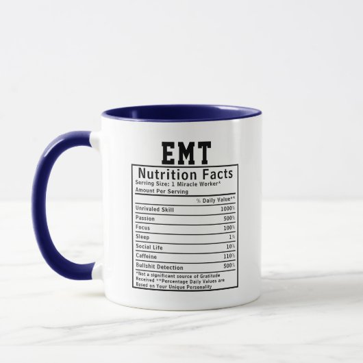 Funny EMT Nutrition Facts Paramedics Emergency Mok (Links)