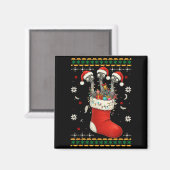 Funny Emu Bird In Xmas Socks Lights Christmas  Magneet (Voorkant / Achterkant)