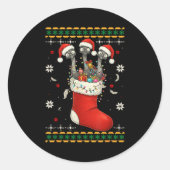 Funny Emu Bird In Xmas Socks Lights Christmas  Ronde Sticker (Voorkant)