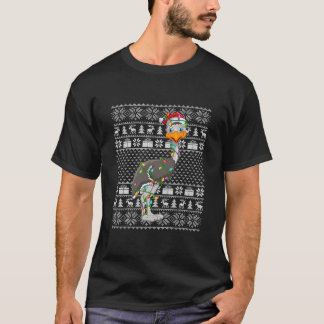 Funny Emu Bird Lover Santa Hat Ugly Emu Kerstmis T-shirt