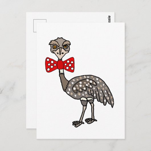 Funny Emu Bird met rode stropdas Briefkaart (Voorkant / Achterkant)