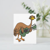 Funny Emu Bird Play Guitar Cartoon Briefkaart (Staand voorkant)