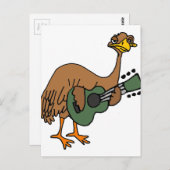 Funny Emu Bird Play Guitar Cartoon Briefkaart (Voorkant / Achterkant)