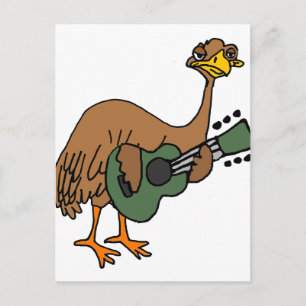 Funny Emu Bird Play Guitar Cartoon Briefkaart
