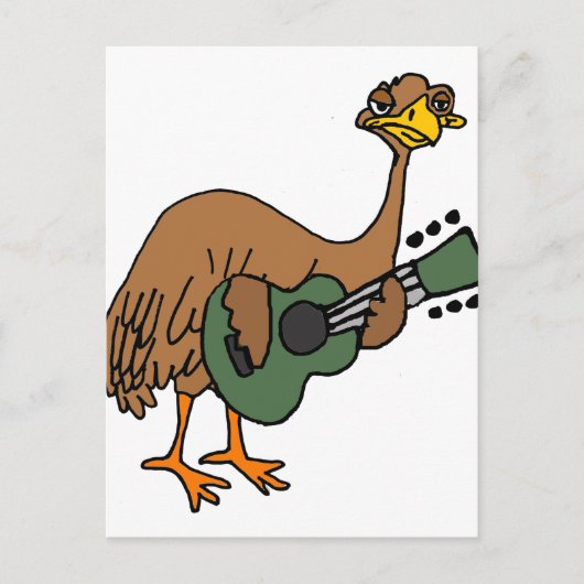 Funny Emu Bird Play Guitar Cartoon Briefkaart (Voorkant)