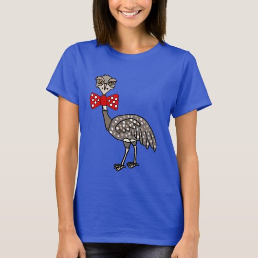 Funny Emu met rode stropdas Cartoon T-shirt (Voorkant)