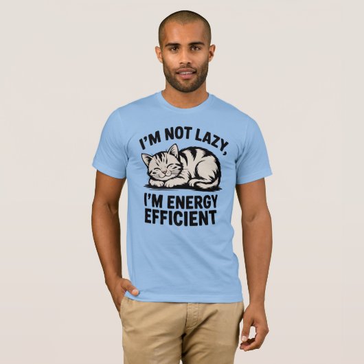 Funny Energy Efficient Cat T-Shirt (Voorkant volledig)
